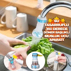 360 Derece Döner Başlıklı, Su Tasarruflu Kolay Montajlı Musluk Ucu Aparatı