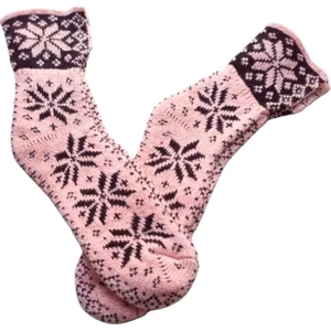 Çorap Patik Kışlık Yün Lambswool Renkli Desenli % 50 Yün% 50 Akrilik Unisex