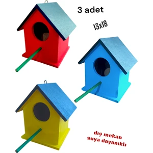 Ahşap Kuş Yuvası  Kuş Evi Vernikli Dış Mekan Suya Dayanıklı 13x18  cm 8 mm