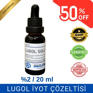 Onur Kimya Lugol Solüsyonu %2 Lik / 20 Ml / Damlalıklı / Iyot Çözeltisi