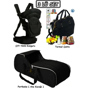 Çift Yönlü Bebek Taşıma Kangurusu Beslenme Termal Çanta Portbebe Ana Kucağı 3 Lü Set