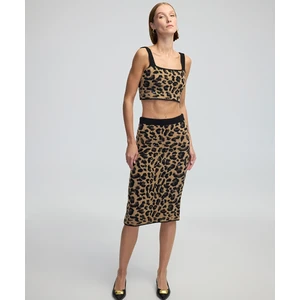 Leopar jakarlı ve işlemeli etek IW6240004153027