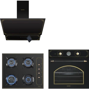Rustik Siyah Cam Ankastre Set