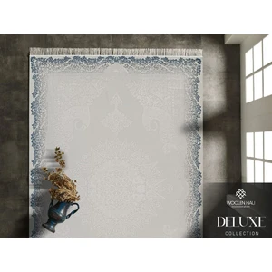 Woolen Halı Deluxe Koleksiyonu Viskon Akrilik Dokuma Lüks Saçaklı Halı 6501 Mavi
