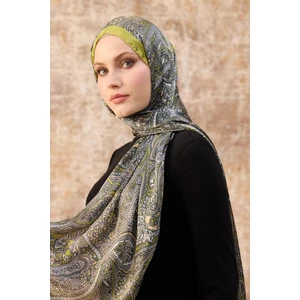 Yağ Yeşili Hint Vual Şal -  5003-12