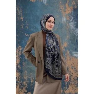 Lacivert Hint Vual Şal -  5008-03