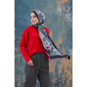 Siyah Hint Vual Şal -  5004-10