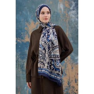 Lacivert Hint Vual Şal -  5004-02