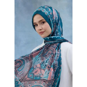 Turkuaz Hint Vual Şal -  5006-09