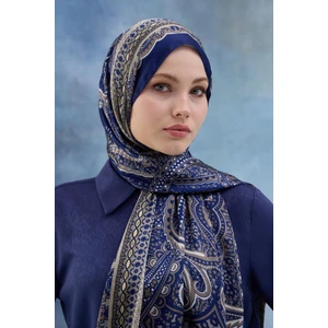 Lacivert Hint Vual Şal -  5005-12