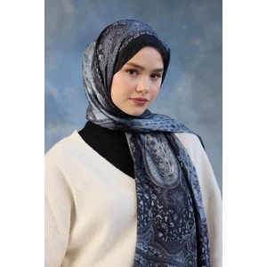 Siyah Gri Hint Vual Şal -  5002-10