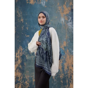 Gece Mavi Hint Vual Şal -  5008-04