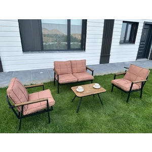 2+1+1 Zen Bahçe Takımı, Balkon, Bahçe, Cafe Mobilyası, Pofuduk Metal Çay Seti