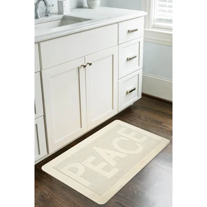 Doğal Kaymaz Taban Banyo Paspas Uzun Ömürlü Yumuşak Dokulu Su Emici Yıkanabilir Yazılı Paspas Krem Peace 60x100