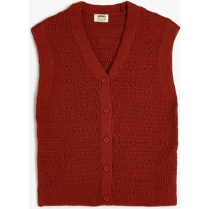 Düğmeli V Yaka Triko Yelek