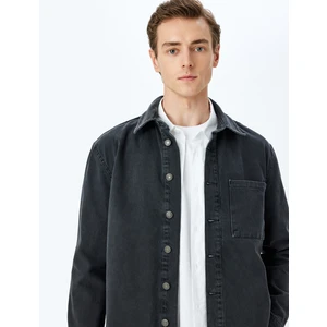 Düğmeli Pamuklu Cep Detaylı Klasik Kot Ceket