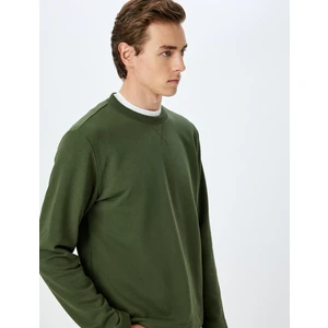 Uzun Kollu Pamuklu Dikiş Detaylı Bisiklet Yaka Sweatshirt