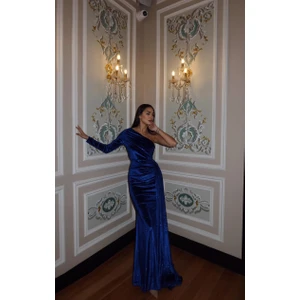 Sindi Moda Rosabella Tek Kol Kadife Abiye 582269