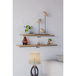 70 Cm 80 Cm 2li Safir Meşe Uçan Duvar Rafı Gizli Bağlantı Kitaplık