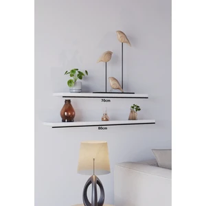 70 Cm 80 Cm 2li Mat Beyaz Mdf Uçan Duvar Rafı Gizli Bağlantı Kitaplık