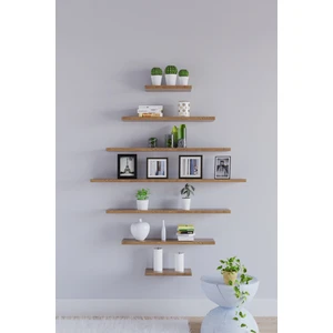 yankı-byeg Safir Meşe Mdf 7li Uçan Duvar Rafı Gizli Bağlantı Kitaplık