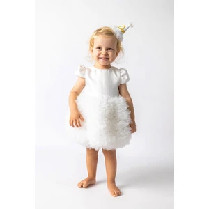Beyaz  Kısa Kollu Tütülü Bebek Prenses Elbise - Lina