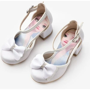 Le Mabelle Beyaz  Simli Fiyonklu Kız Çocuk Topuklu Ayakkabı