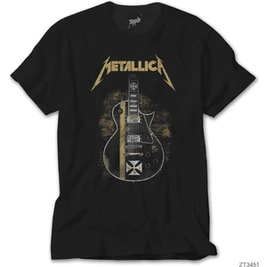 Z Zeplin Metallica Guitar Cross Siyah Tişört