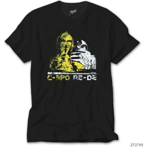 Z Zeplin Star Wars C-30 And R2-D2 Siyah Tişört