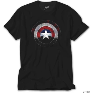 Z Zeplin Captain America Shield Siyah Tişört
