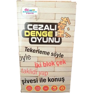 Brother Toys 54 Parça Cezalı Jenga Denge Oyunu Ahşap Kaliteli Büyük Boy