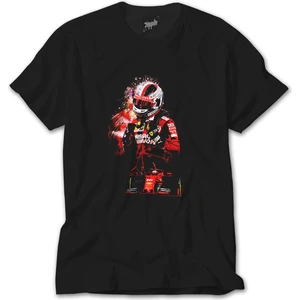Z Zeplin F1 Charles Leclerc Ferrari Siyah Tişört