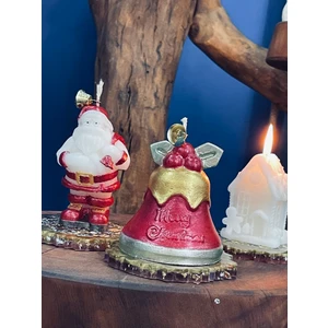 2'li Noel Baba & Yılbaşı Çanı  Dekoratif Mum Seti