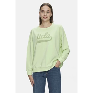Barbara Yeşil Bisiklet Yaka Nakışlı Oversize Kadın Sweatshirt