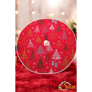 Kırmızı Yılbaşı Çam Ağacı Ayak Halısı, Yılbaşı Ağacı Altı Örtüsü, Çam Ağacı Eteği Yıkanabilir Cırtlı