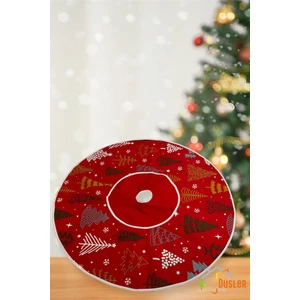 Kırmızı Yılbaşı Çam Ağacı Ayak Halısı, Yılbaşı Ağacı Altı Örtüsü, Çam Ağacı Eteği Yıkanabilir Cırtlı