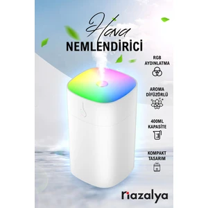 400 ml Beyaz Ultrasonik Hava Nemlendirici Buhar Makinesi ve Aroma Difüzörü