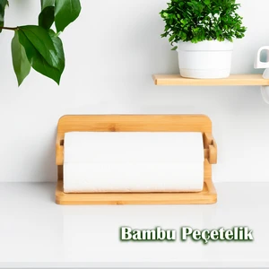 2200 Bambu Kağıt Havluluk Yuvarlak Dekoratif Peçetelik Rulo Kağıt Havlu Standı
