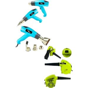 Lieber German 2'li Set 5000 W Hava Üfleme Emme Makinesi + 3400 W Sıcak Hava Tabancası 2 Başlıklı