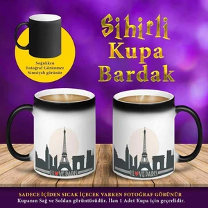 Fransa Paris Aşk Şehri Silüeti Sihirli Kupa Fincan BARDAK-S4590