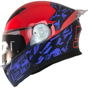 965 93 Mavi-Kırmızı Çene Açılır Kask