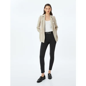 Yüksek Bel Skinny Fit Dar Paça Düğmeli Kot Pantolon - Skinny Fit Jean