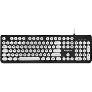 Tk-09 Siyah+Beyaz Retro Daktilo Görünümlü Kablolu Q Klavye
