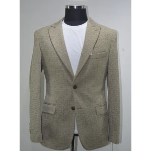 Gılapa Desenli Slimfit Erkek Tek Ceket Vizon