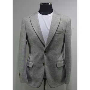 Gılapa Desenli Slimfit Erkek Tek Ceket Gri