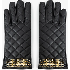 Suni Deri Eldiven Kapitoneli Zincir Detaylı