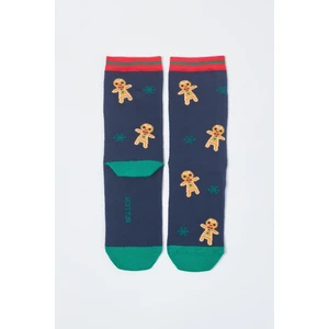 Katia & Bony Unisex Ginger Breadman Desenli Yılbaşı Temalı Soket Çorap Lacivert