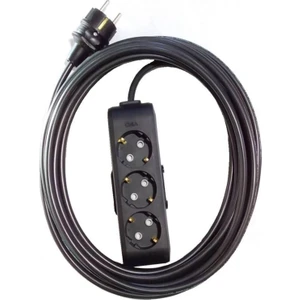 Siyah 3'lü Topraklı Çocuk Korumalı Grup Priz 10 Metre Kablo