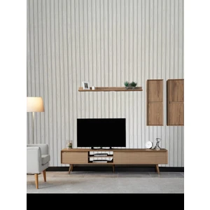 3 Boyutlu Gri Çıta Panel Görünümlü Silinebilir Duvar Kağıdı 5 M²