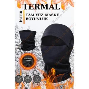 Termal Tam Yüz Kar Maskesi, Rüzgar Korumalı, Siyah Renk, Tek Beden